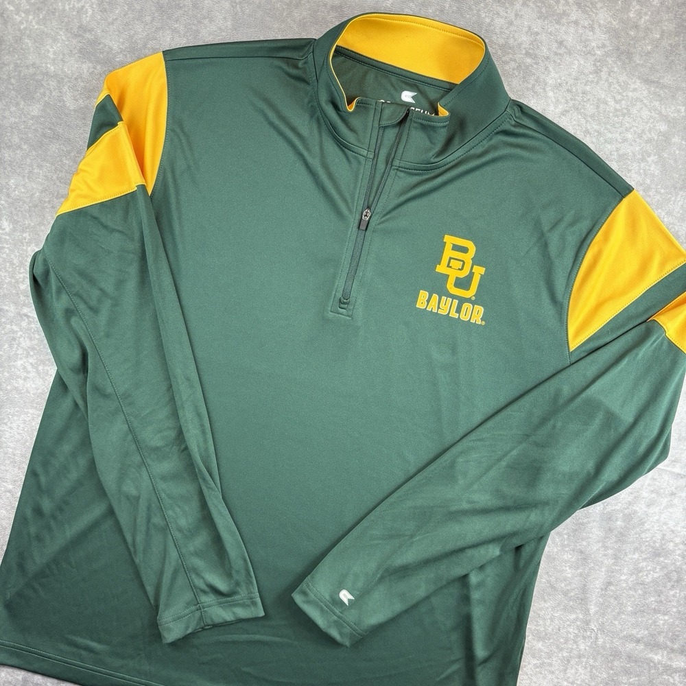 Baylor Bears Sweater Mens L Green 1/4 Zip Rare Sample College Performance NEW